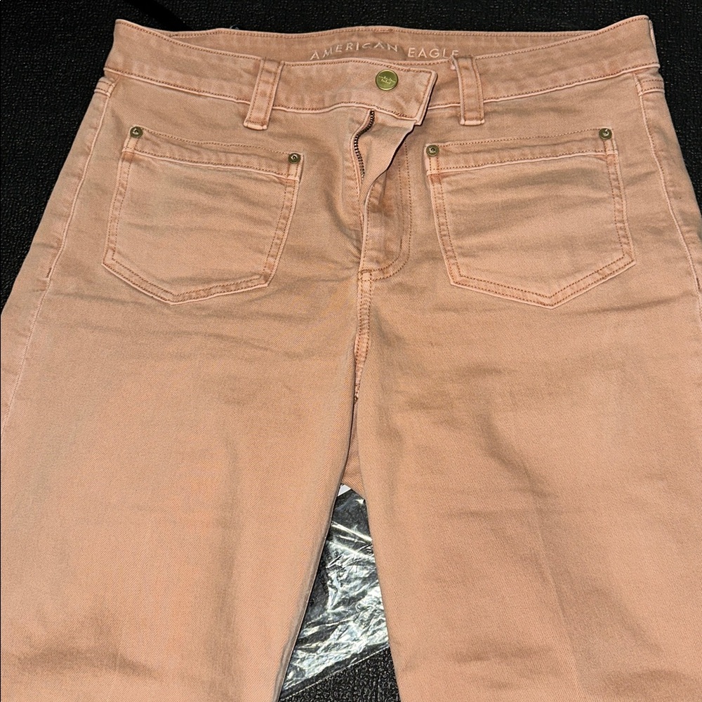 American Eagle high rise stretch coral jeans size 10 - Picture 5 of 14